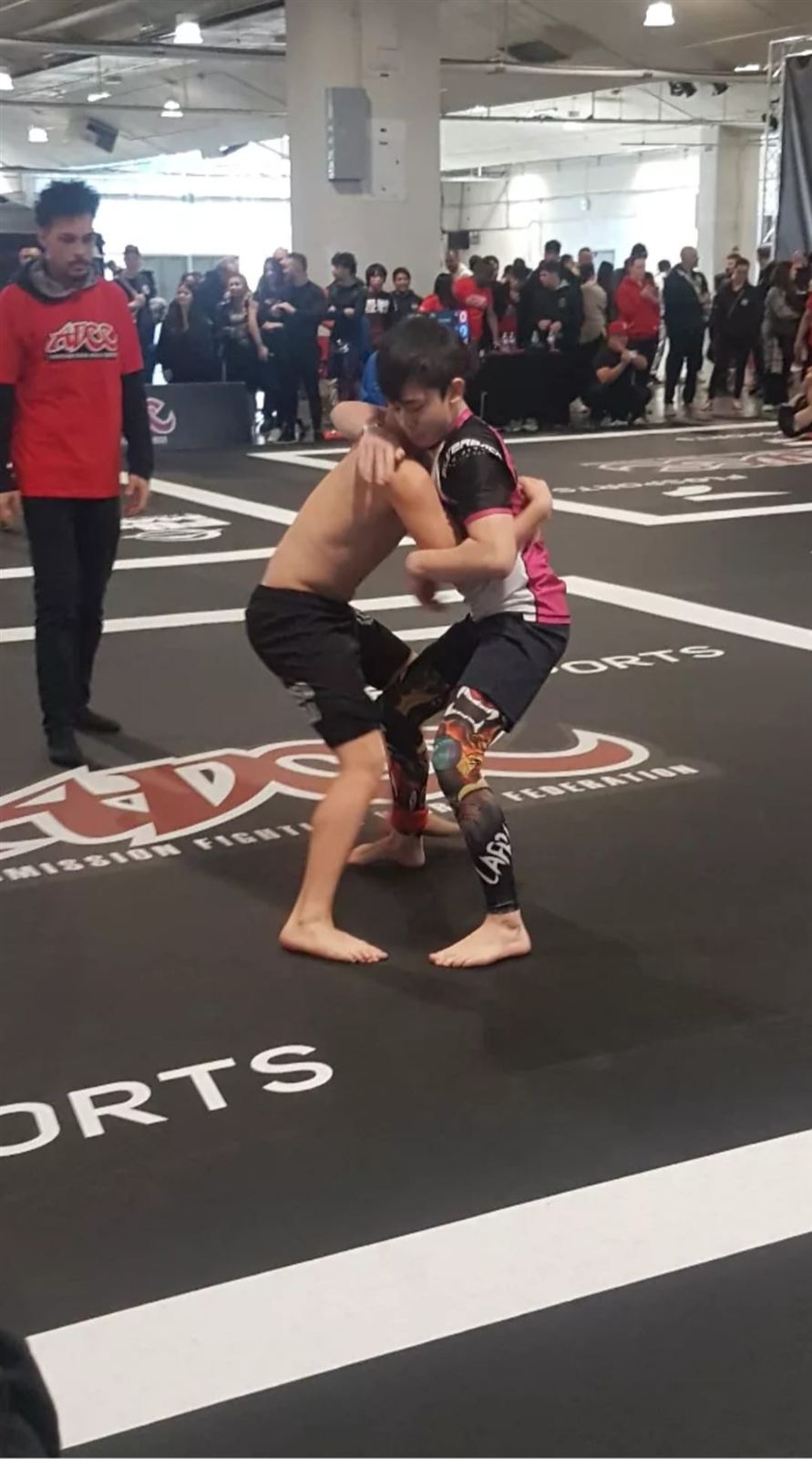 A Silverback student competing in a submission wrestling match